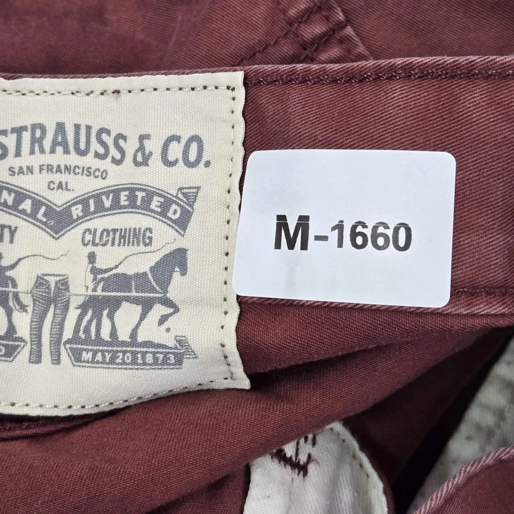 Levi's Men Pants 31X30 Red Tapered Cotton Mid‎ Rise Pocket Adult Casual